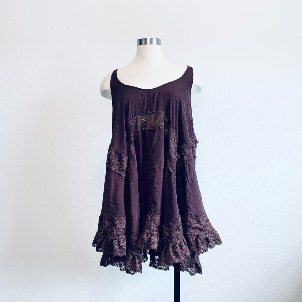 Intimately Free People Purple Babydoll Tunic Top Boho Mini Sundress M - Picture 2 of 8